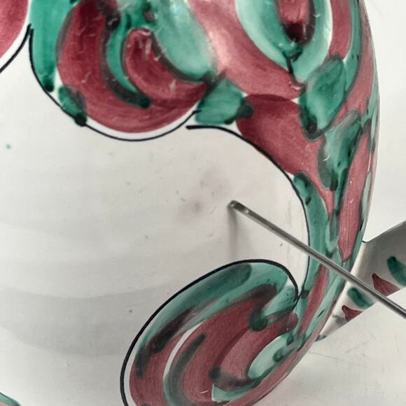 Kitty Cat Pitcher Vintage Hand Painted Italian Glazed Green Red 2105/2 Carafe - Picture 14 of 14